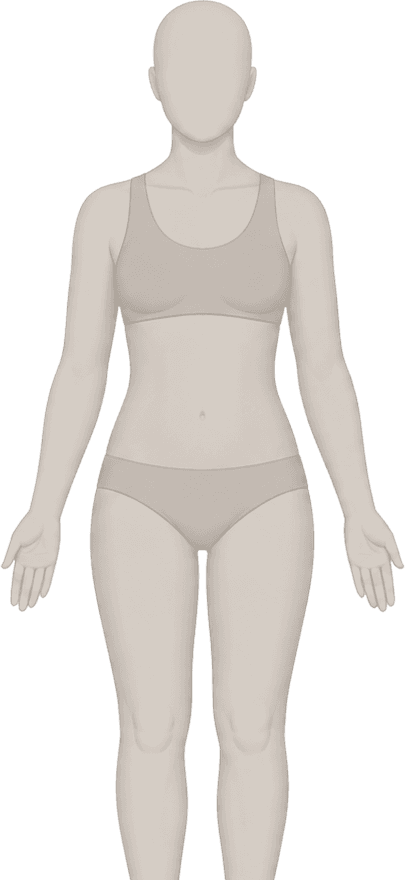 Body map showing injection sites